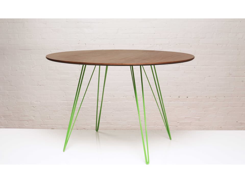 Williams 46-Inch Small Oval Dining Table in Walnut with Green Base