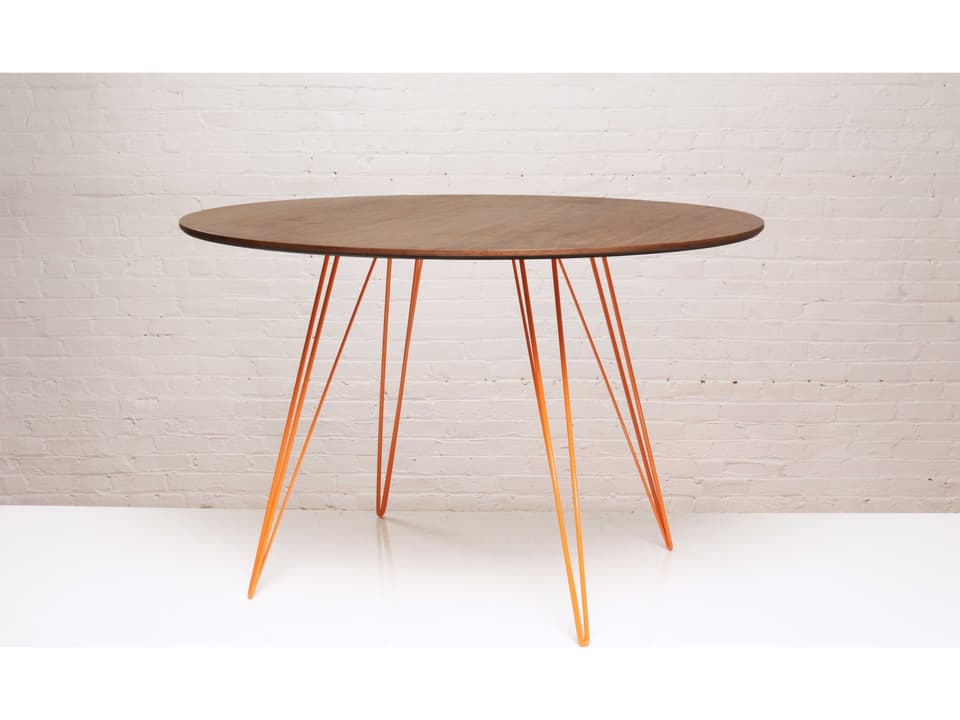 Williams Small Oval Dining Table in Walnut and Orange