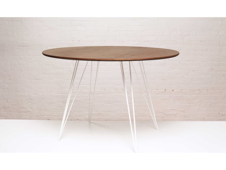 Williams Small Oval Dining Table in Walnut with White Base