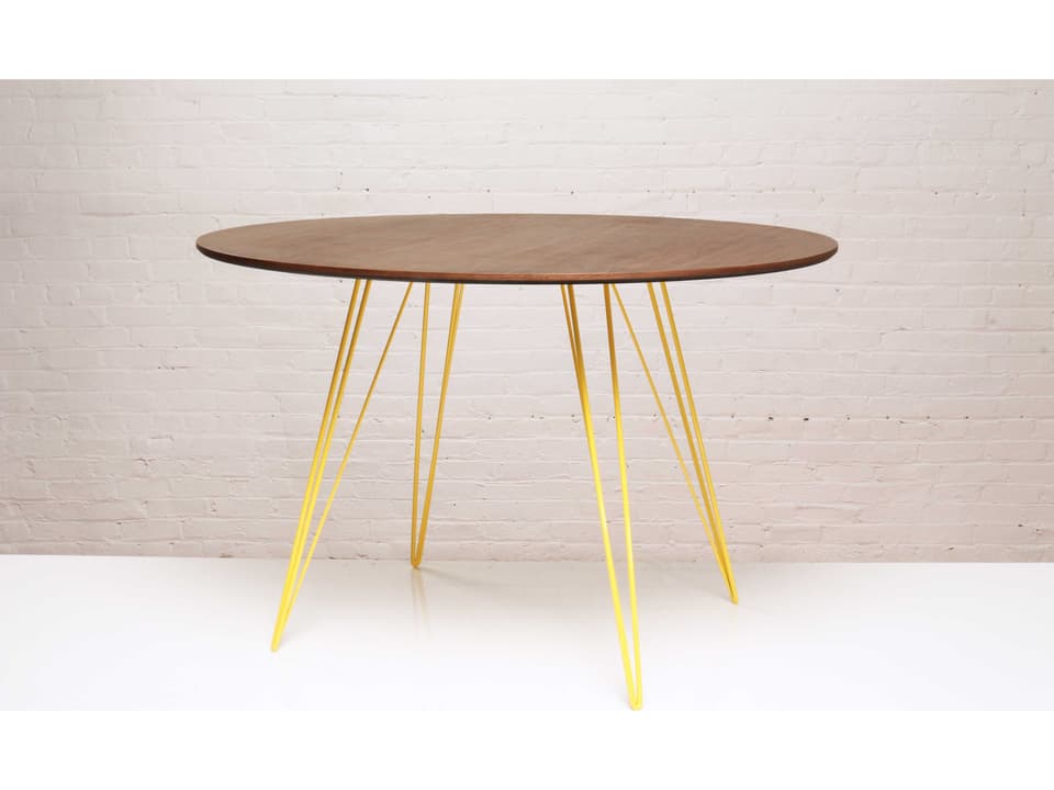 Williams Small Oval Dining Table in Walnut with Yellow Legs