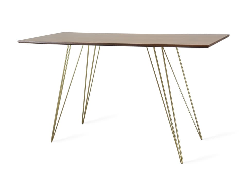 Williams Brassy Gold Brown Walnut Wood Computer Desk Table Collection