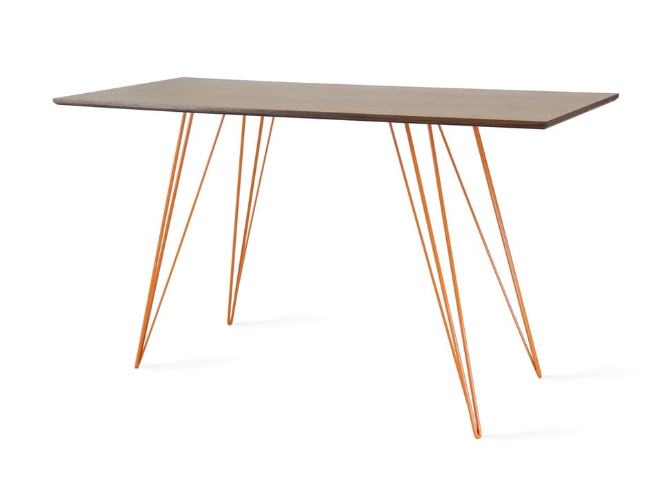 Williams Small Oval Dining Table Walnut Top White Base