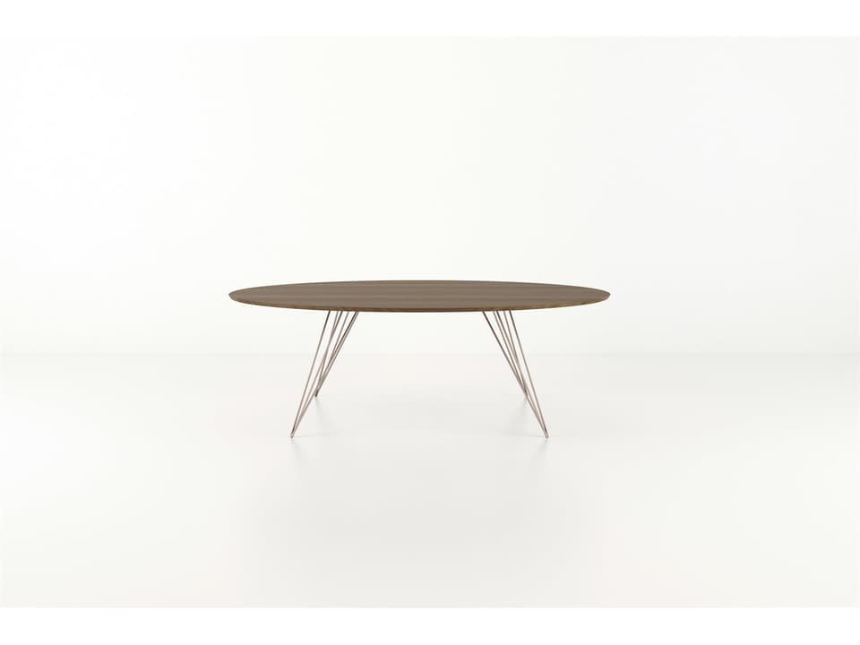 Williams Small Oval Dining Table in Walnut and Rose Copper