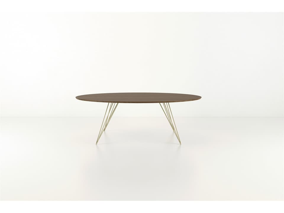 Williams Small Oval Dining Table with Walnut Top Gold Base