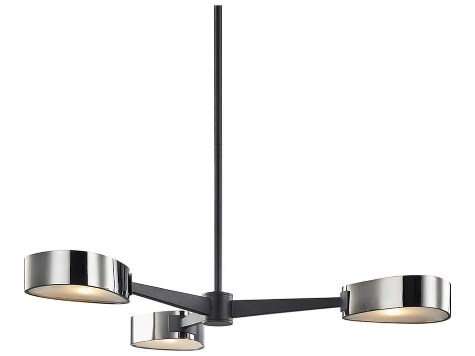 Allisio 3-Light Chandelier in Textured Black and Black Chrome