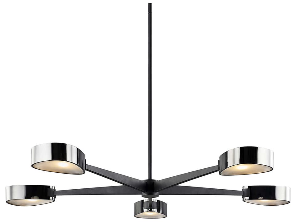 Allisio 5-Light Chandelier in Textured Black and Black Chrome