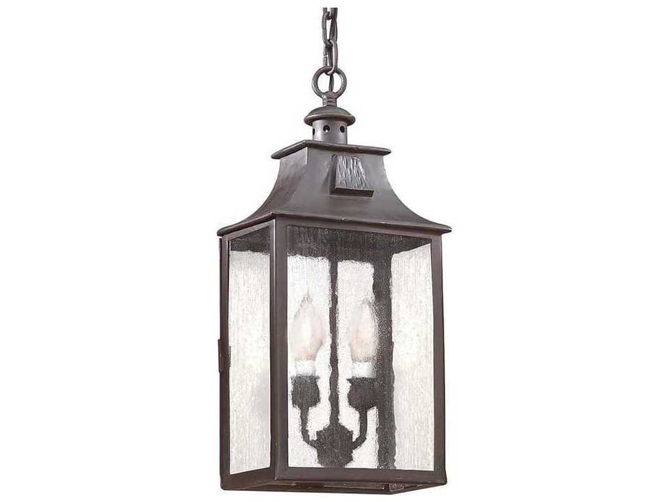 Newton 2-Light Outdoor Hanging Lantern in Old Bronze