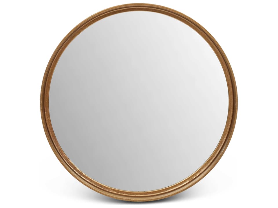 Samar Round Wall Mirror 23-Inch Antique Brass