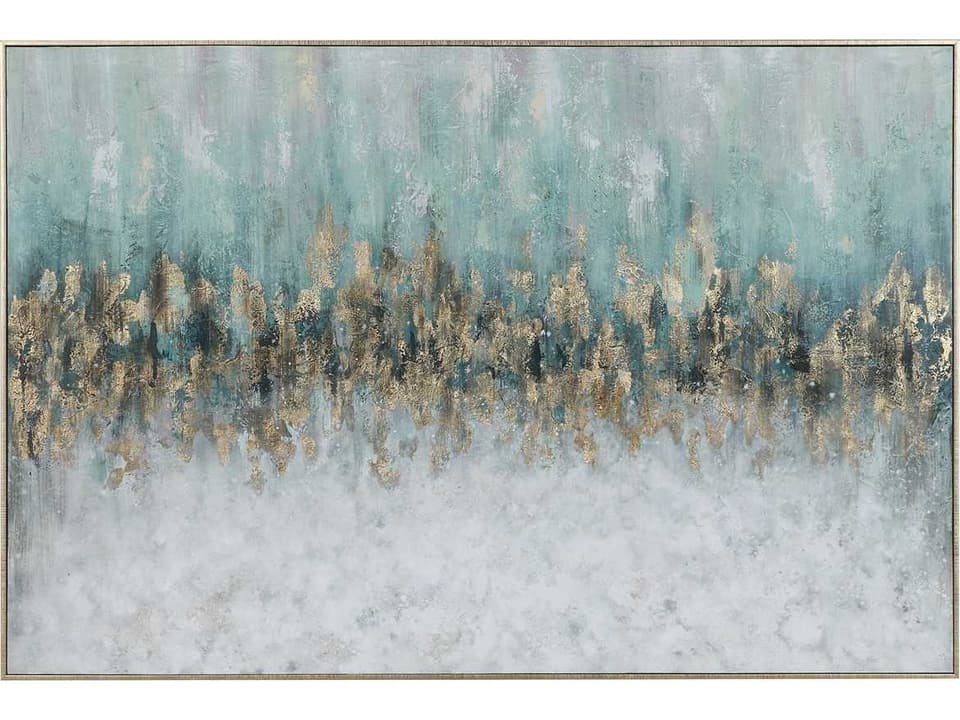 Divide Hand Painted Abstract Wall Art with Gold Leaf Frame