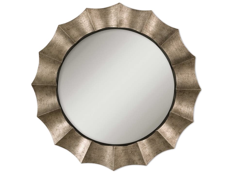 Gotham 41-Inch Round Wall Mirror in Antique Silver Leaf