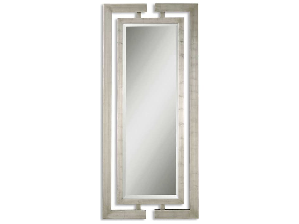 Jamal Rectangle Mirror with Scratched Silver Leaf Finish