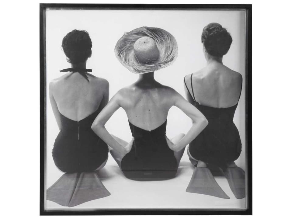 Ladies Swimwear 1959 Fashion Print Wall Art with Matte Black Frame