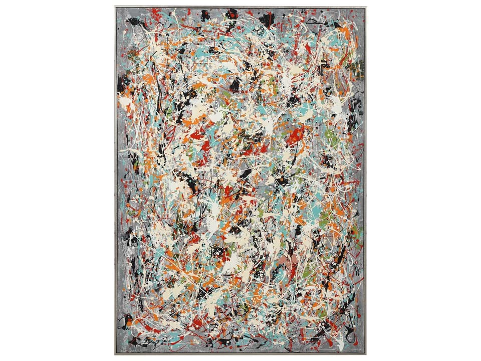 Organized Chaos Hand Painted Canvas Art with Silver Leaf Frame