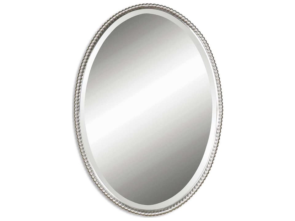 Sherise Oval Hand-Forged Metal Mirror in Brushed Nickel