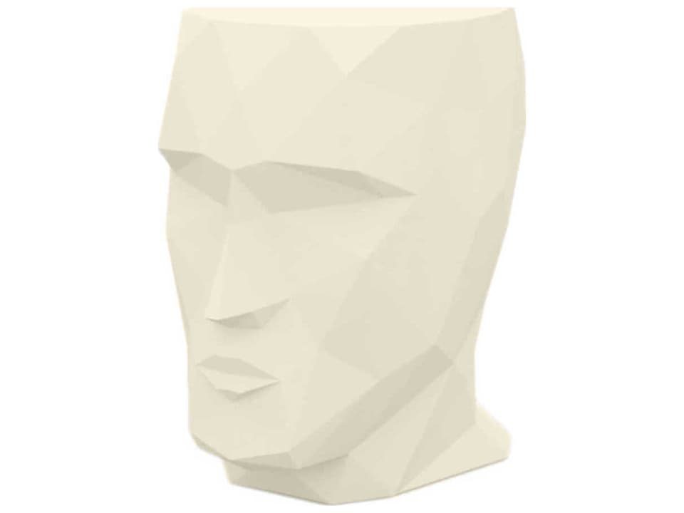 Adan Faceted Polyethylene Accent Stool in Ecru