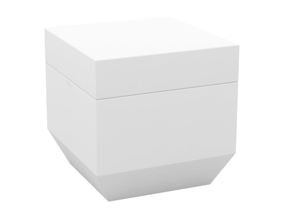 Vela White Matte Outdoor Ottoman with Nautical Vinyl Cushion