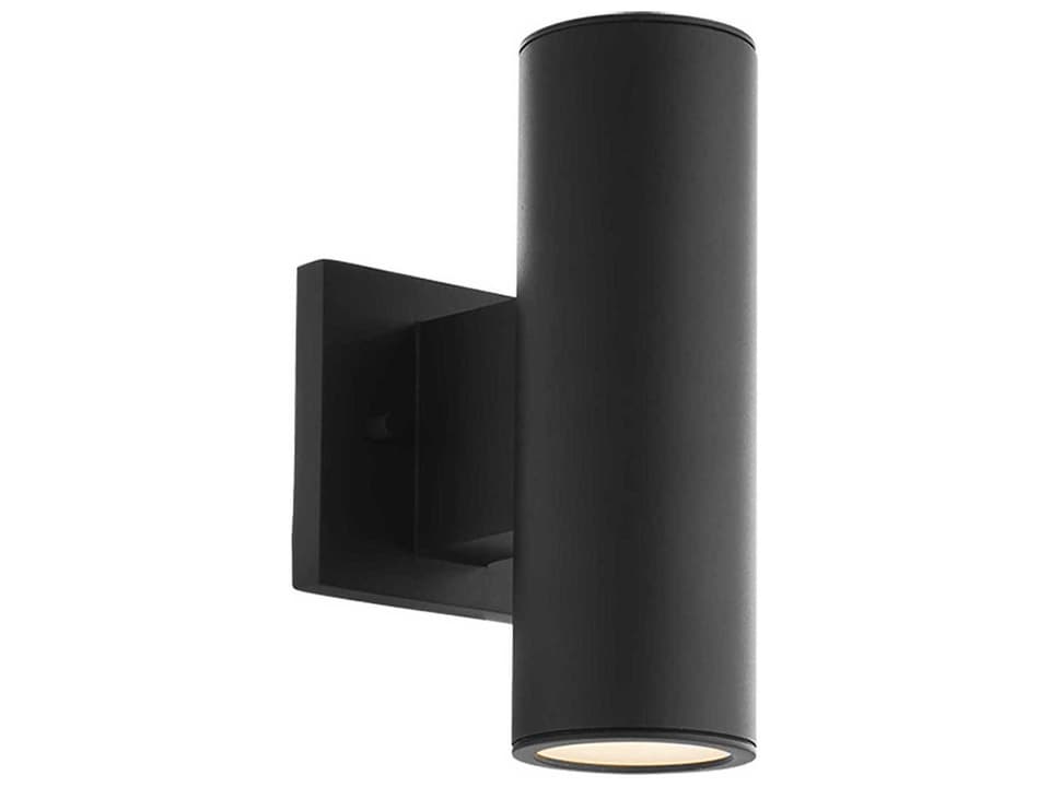 Cylinder 2-Light LED Outdoor Wall Sconce in Black