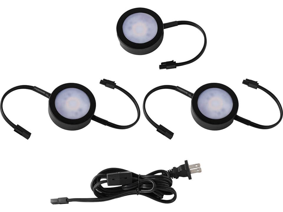 CCT Puck 3-Light LED Undercabinet Light Kit in Black
