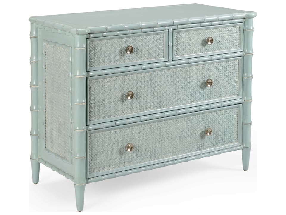 Gutshall Blue Hardwood Accent Chest with Caning and Brass Hardware