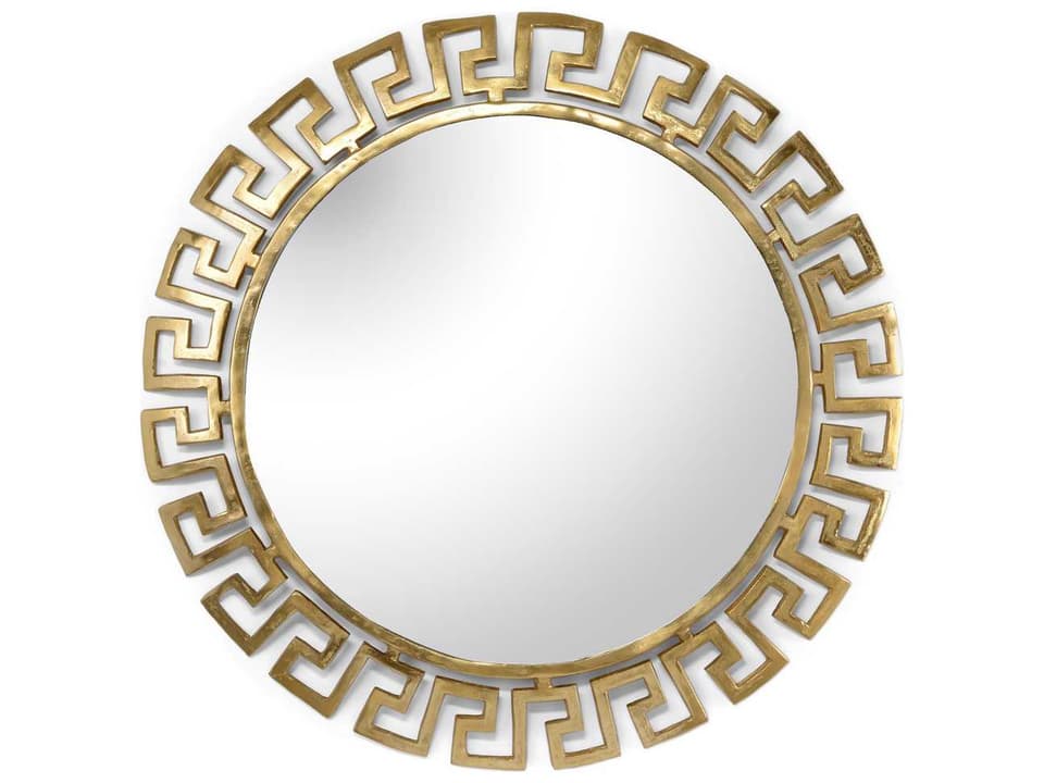 Athena Round Wall Mirror in Textured Gold