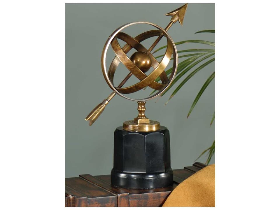 Armillary Brass and Marble Decorative Object in Gold Black