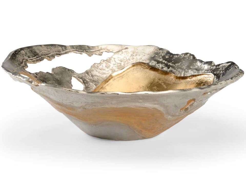 Van Sinderen Large Decorative Bowl Nickel and Gold Aluminum