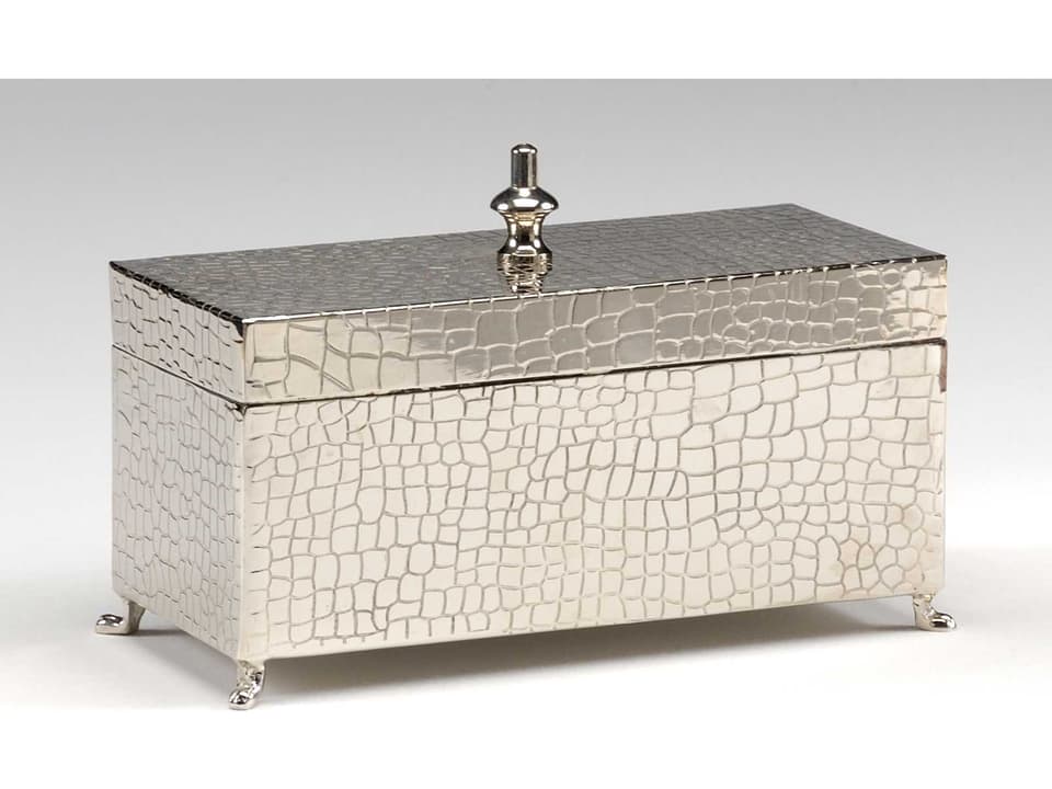 Hide Detail Nickel Plated Footed Decorative Box