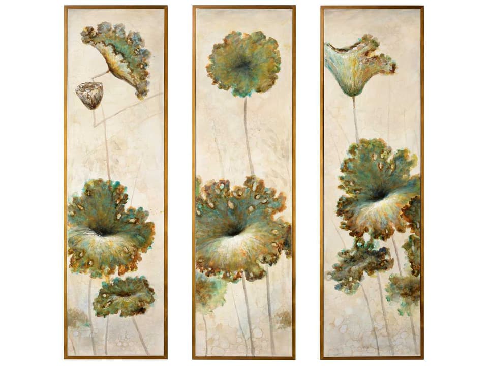 Lotus Blossom Canvas Wall Art Set of 3