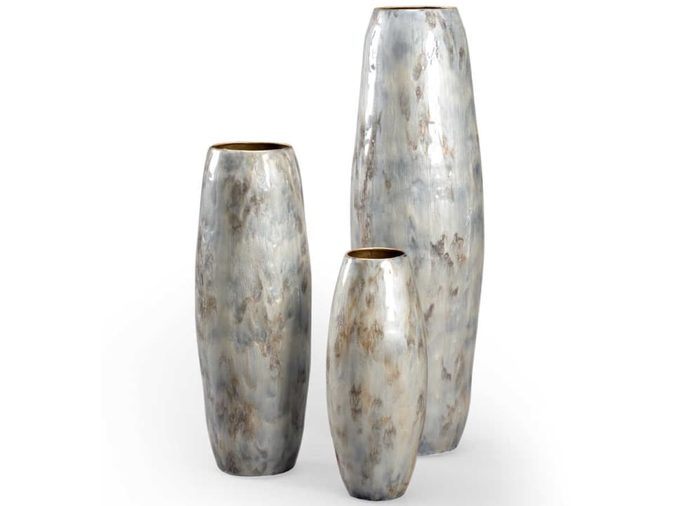 Holt 3-Piece Glass Distressed Gray Vase Set