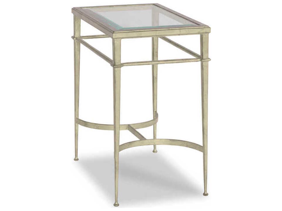 Madeline Rectangular Side Table in Silver Leaf with Glass Top