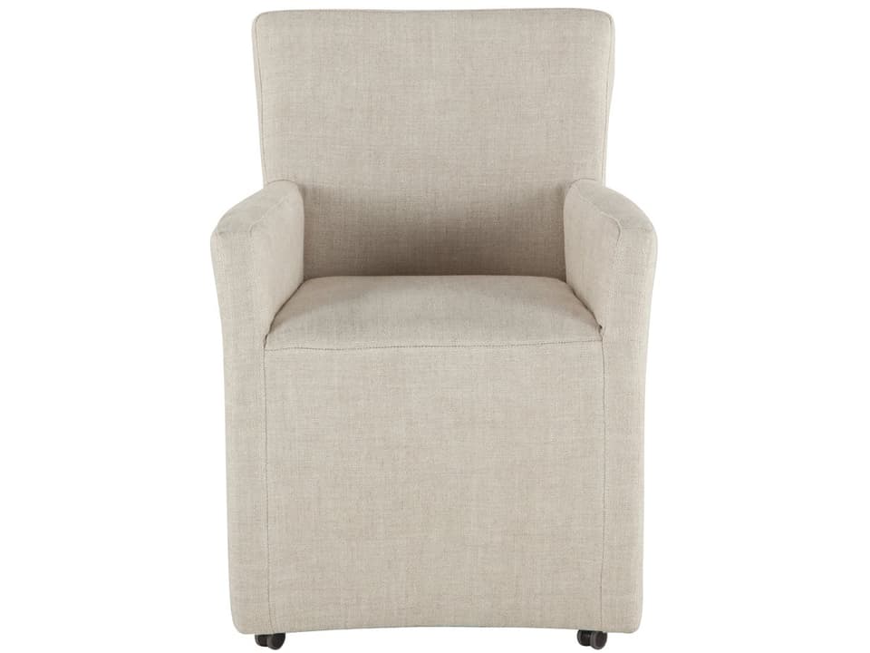 Lily Birch Wood White Upholstered Arm Dining Chair