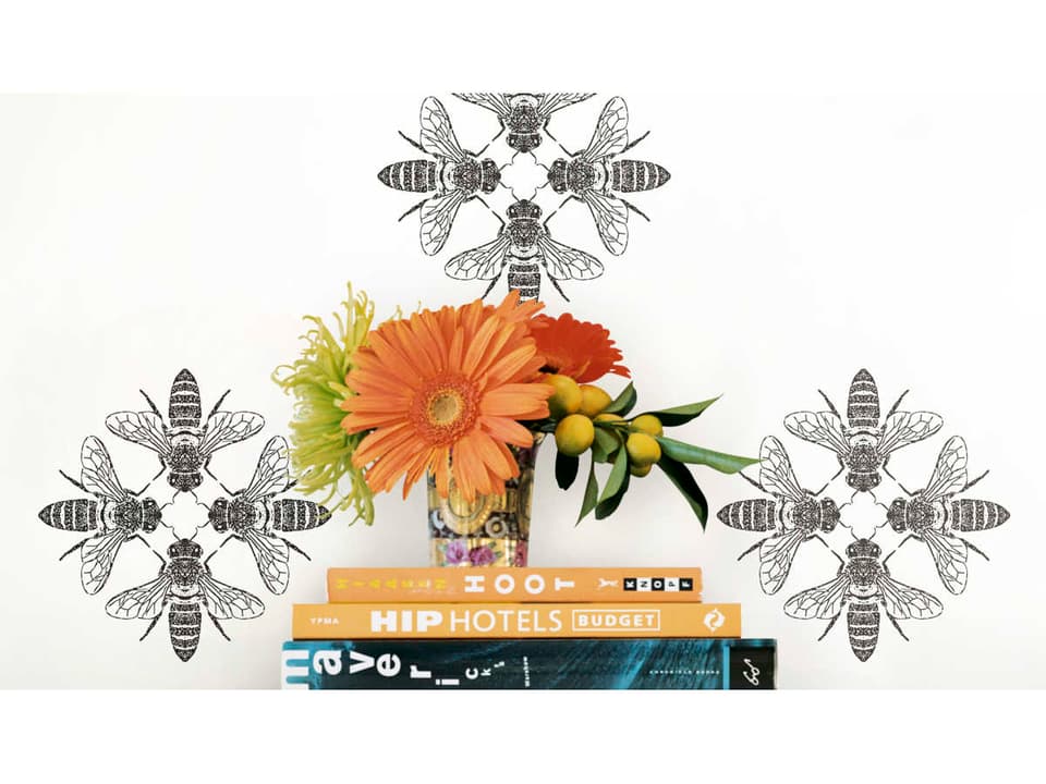 Outdoors In Black / White Honey Bee Wallpaper