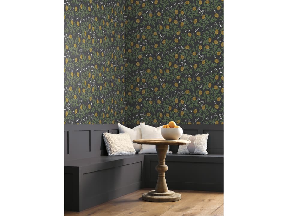 Black / Gold Peonies Wallpaper