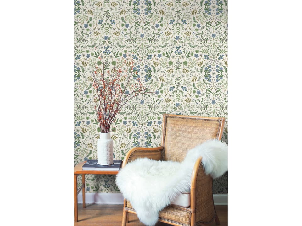 Blue / Green Wildwood Wallpaper