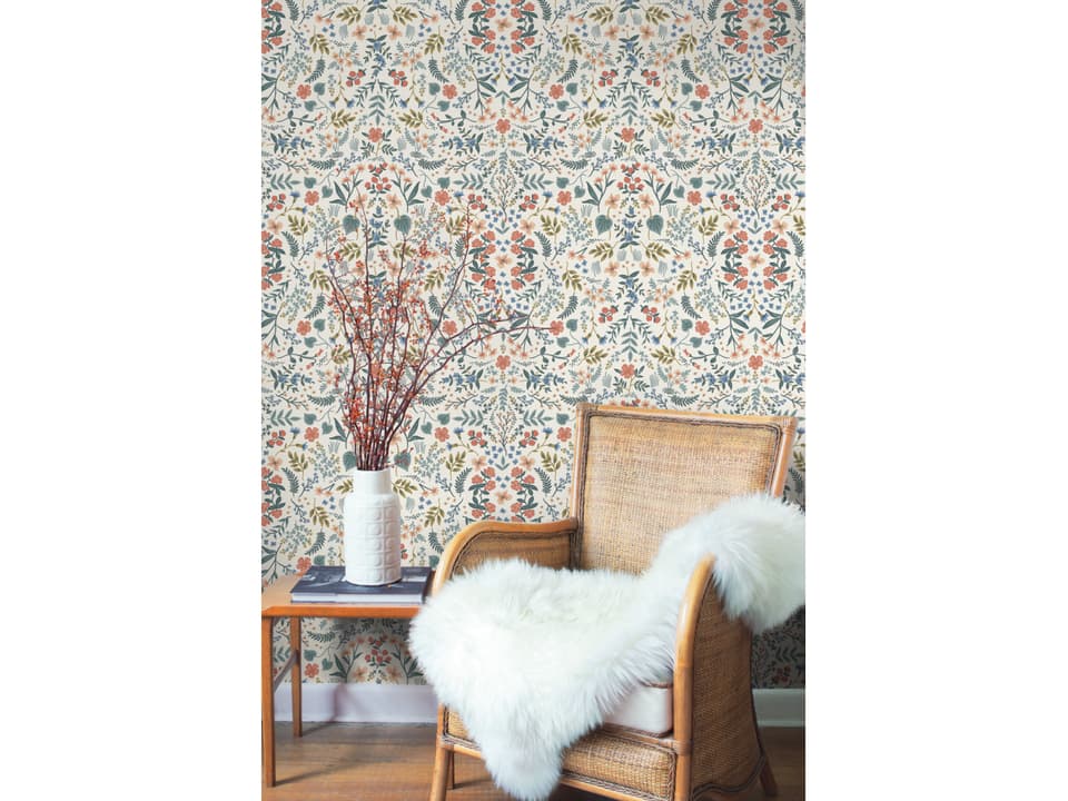 Beige / Coral Wildwood Wallpaper