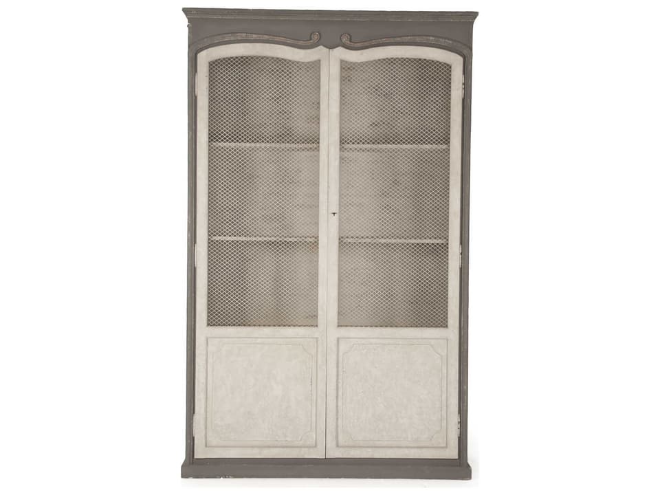 Alexander Farmhouse Display Cabinet in Distressed Grey and Off-White