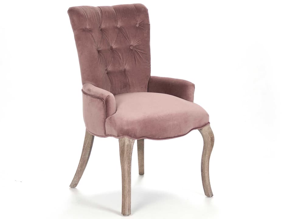 Iris Rose Velvet Accent Chair in Limed Grey Oak
