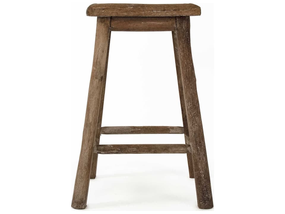 Weathered Brown Wood Accent Stool