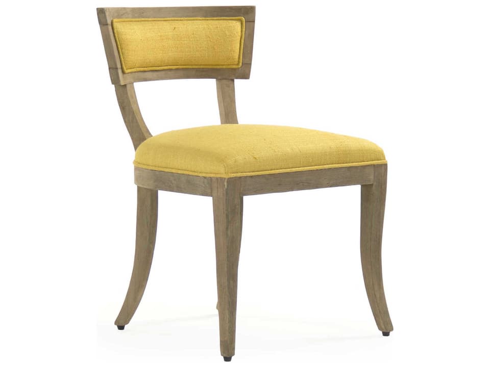Ayer Upholstered Dining Side Chair in Yellow Raw Silk Fabric