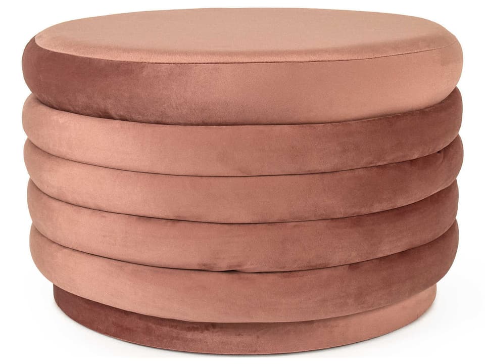 Mauve Rose Velvet Pink Upholstered Ottoman