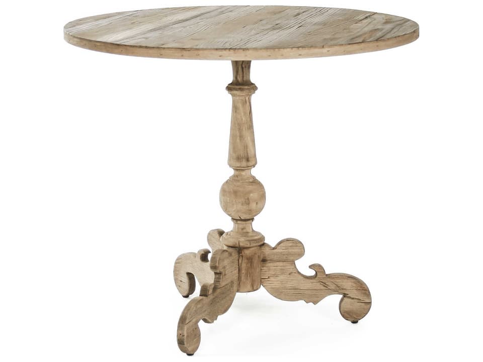 Bourges Round Elm Wood Side Table in Natural Dry Finish