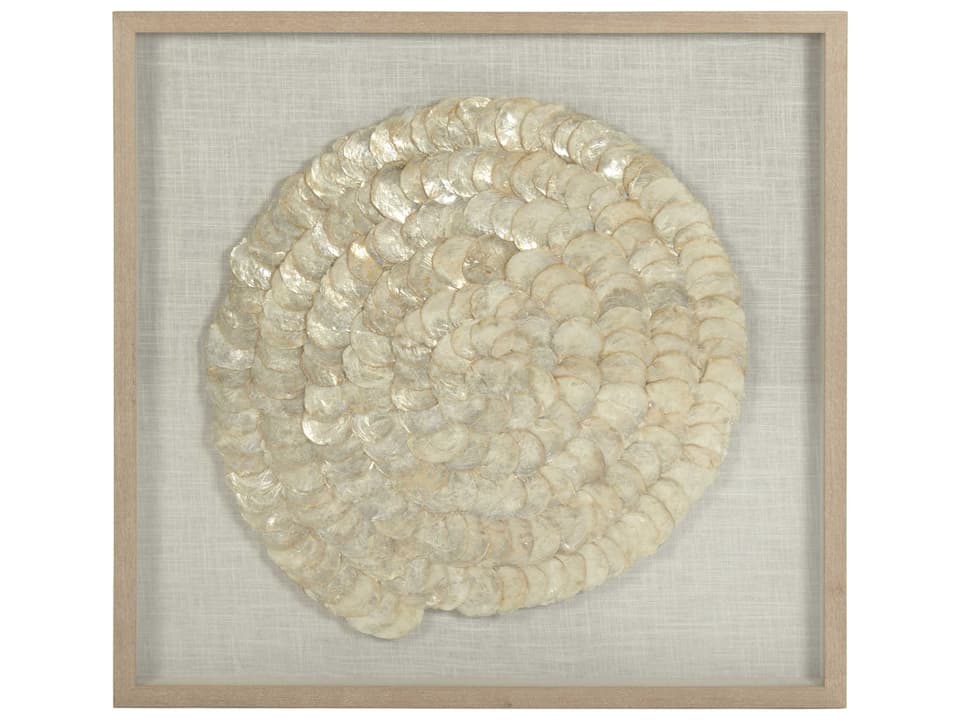 Spiral Mother of Pearl Shadow Box Wall Decor with Pine Wood Frame
