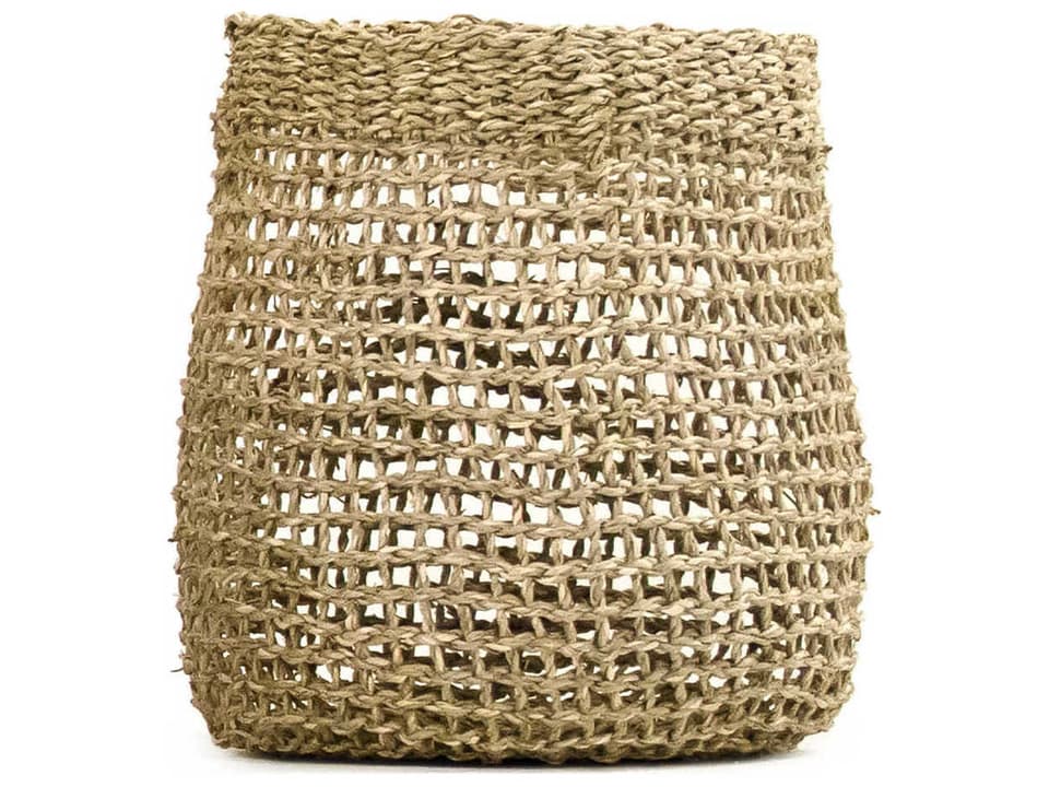 Hand-Woven Water Hyacinth Storage Basket in Brown