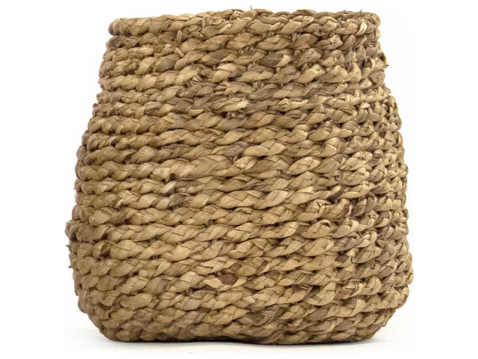 Small Woven Basket in Brown Water Hyacinth