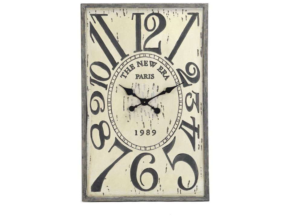 New Era Paris Wooden Wall Clock in Antique Cream Finish