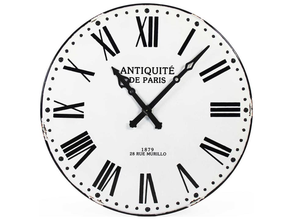 Corvin Wall Clock Distressed White Black Iron