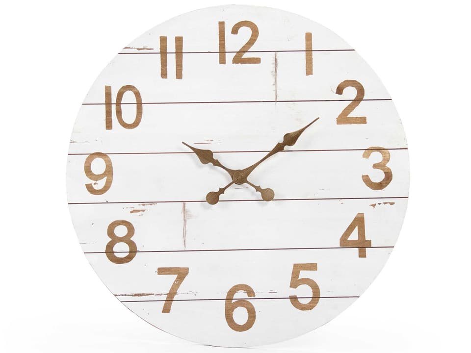 Distressed White Light Brown Cheval Wall Clock
