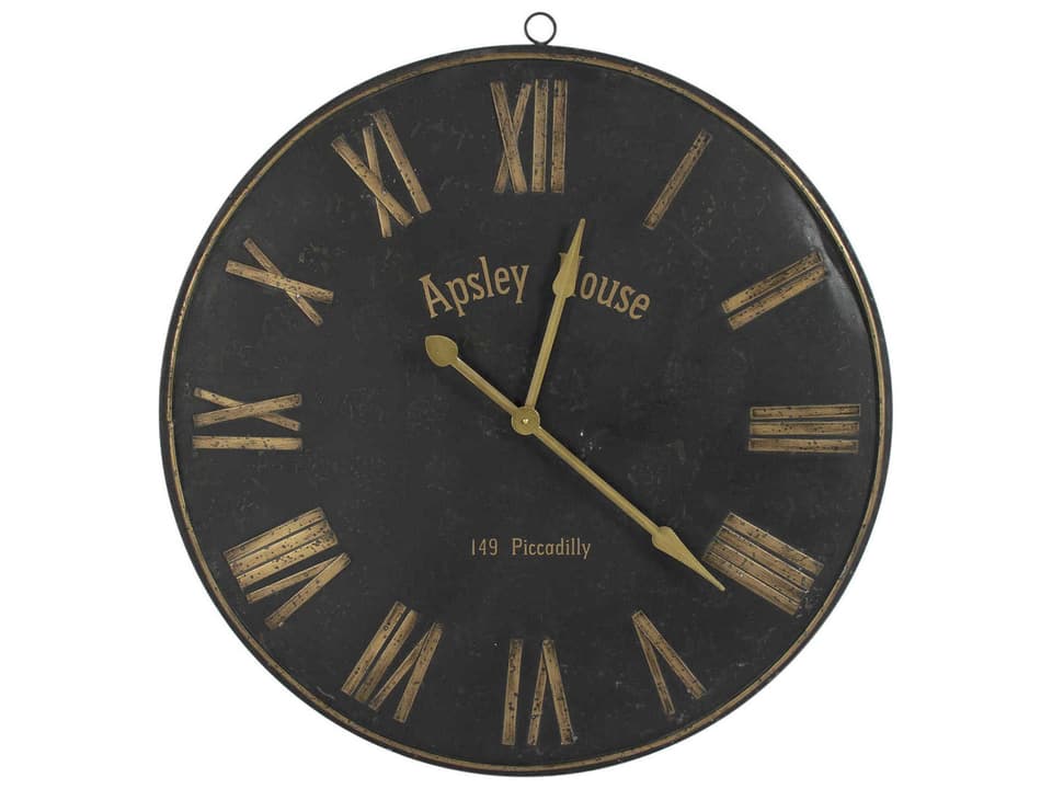 Zentique Distressed Dark Grey Wooden Frame Iron Wall Clock