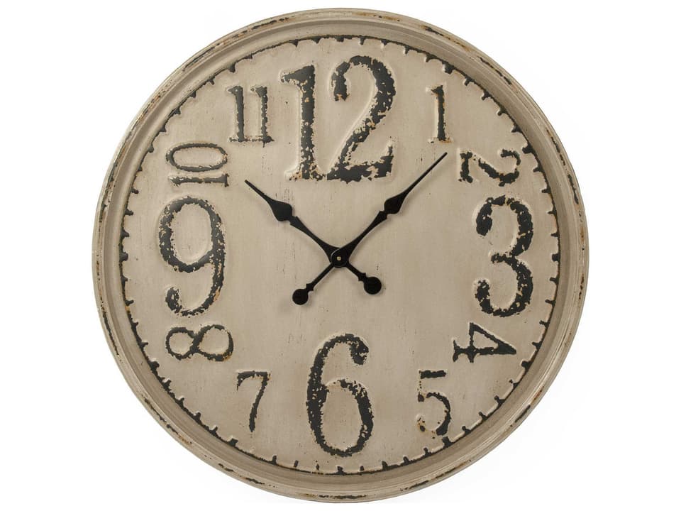 Distressed Grey Taupe Iron Wall Clock