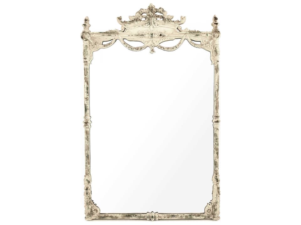 Rowena Ornate Wall Mirror in Antique Ivory Metal